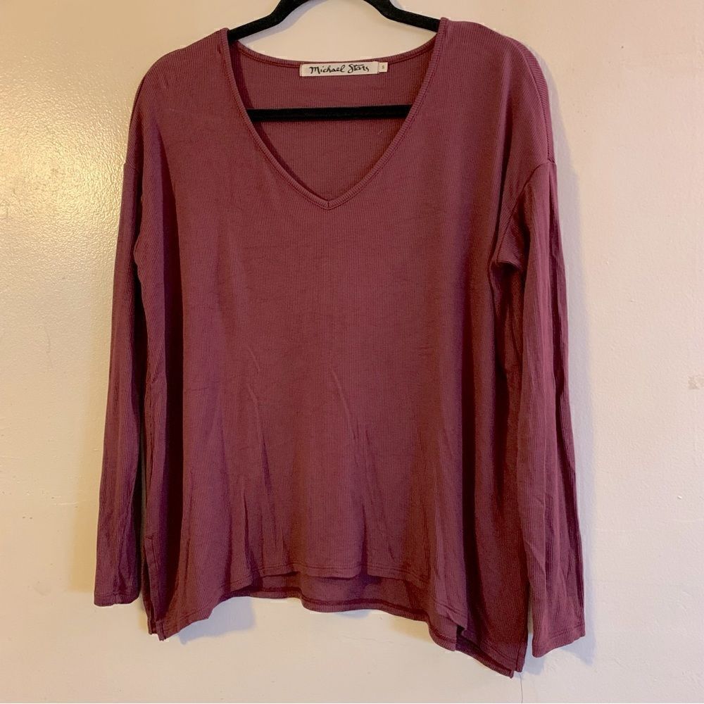 Michael Stars Top Oversized Long Sleeve Rayon Blend Soft Stretch Sz Small